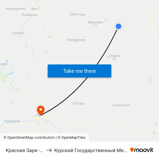 Красная Заря - Автостанция to Курский Государственный Медицинский Университет map