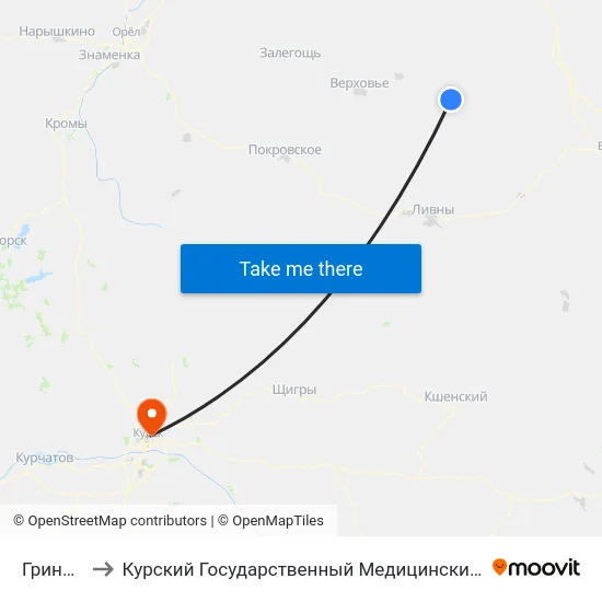 Гриневка to Курский Государственный Медицинский Университет map