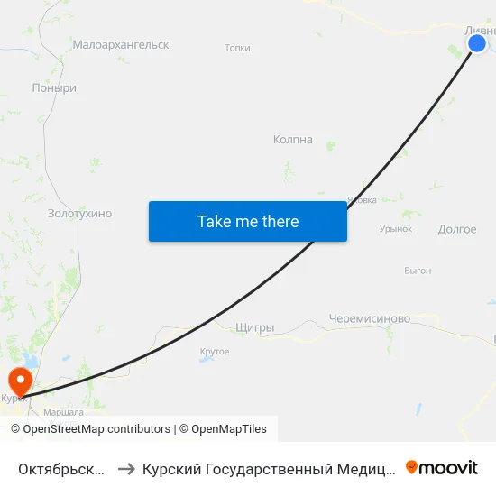 Октябрьская Улица to Курский Государственный Медицинский Университет map
