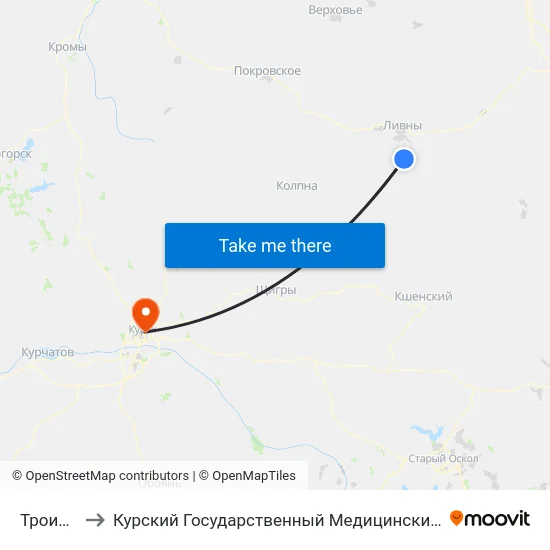 Троицкое to Курский Государственный Медицинский Университет map