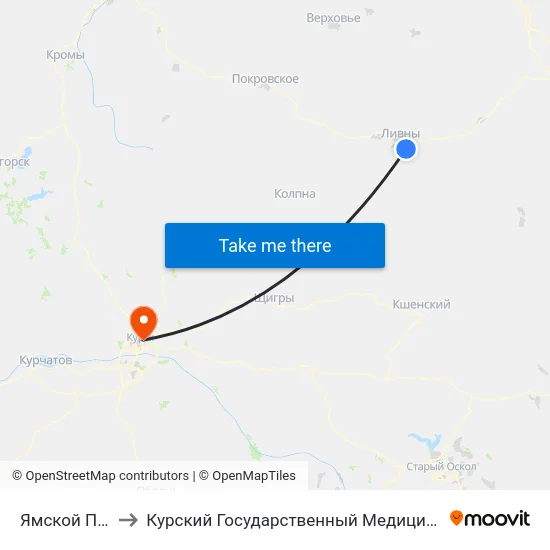Ямской Посёлок to Курский Государственный Медицинский Университет map