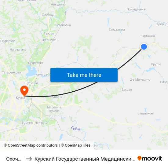 Охочевка to Курский Государственный Медицинский Университет map