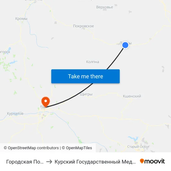 Городская Поликлиника to Курский Государственный Медицинский Университет map