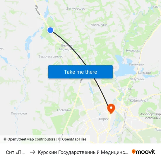 Снт «Пруды» to Курский Государственный Медицинский Университет map