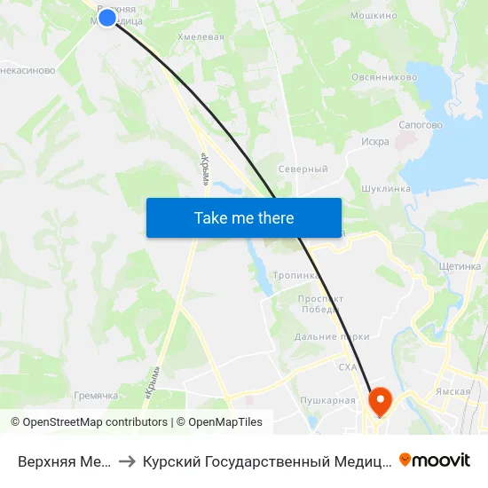 Верхняя Медведица to Курский Государственный Медицинский Университет map