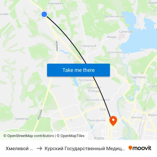 Хмелевой Поворот to Курский Государственный Медицинский Университет map