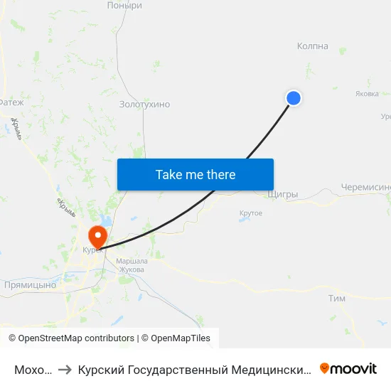 Моховое to Курский Государственный Медицинский Университет map