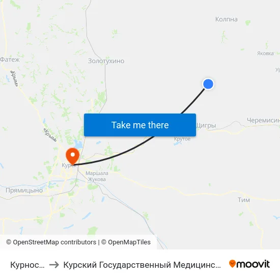 Курносовка to Курский Государственный Медицинский Университет map