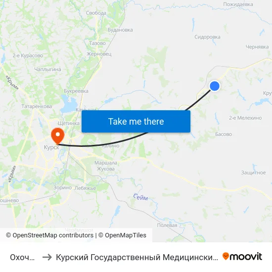 Охочёвка to Курский Государственный Медицинский Университет map