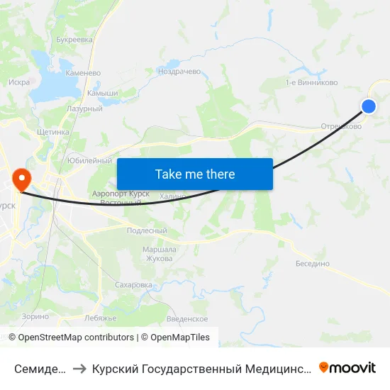 Семидесный to Курский Государственный Медицинский Университет map