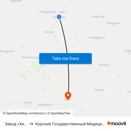 Завод «Химмаш» to Курский Государственный Медицинский Университет map