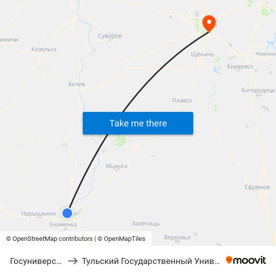 Госуниверситет to Тульский Государственный Университет map