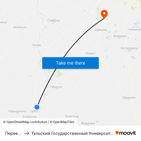 Переезд to Тульский Государственный Университет map