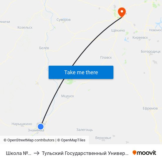 Школа №26 to Тульский Государственный Университет map