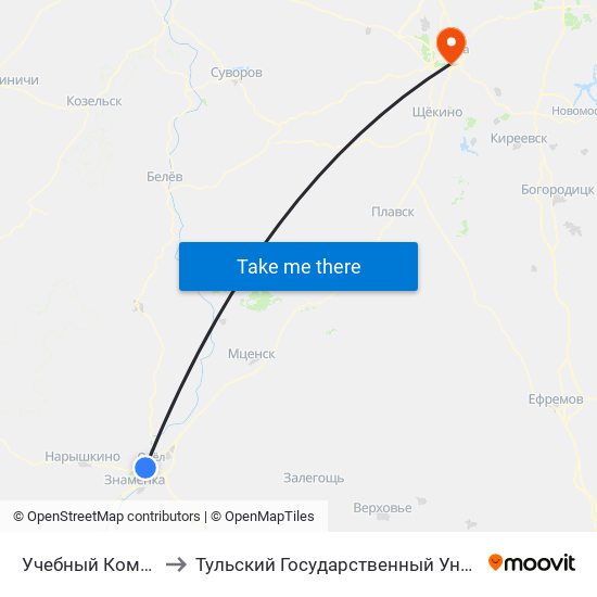Учебный Комбинат to Тульский Государственный Университет map