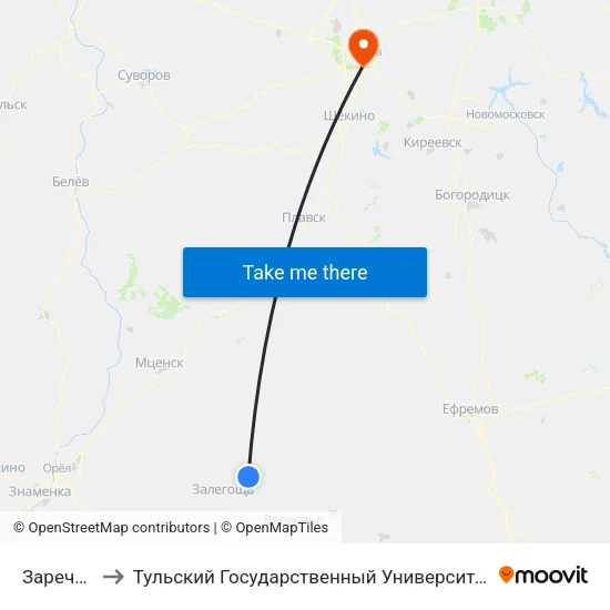Заречье to Тульский Государственный Университет map
