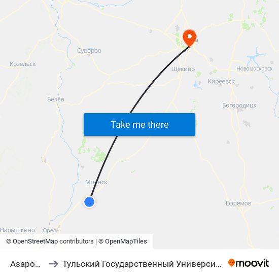 Азарово to Тульский Государственный Университет map