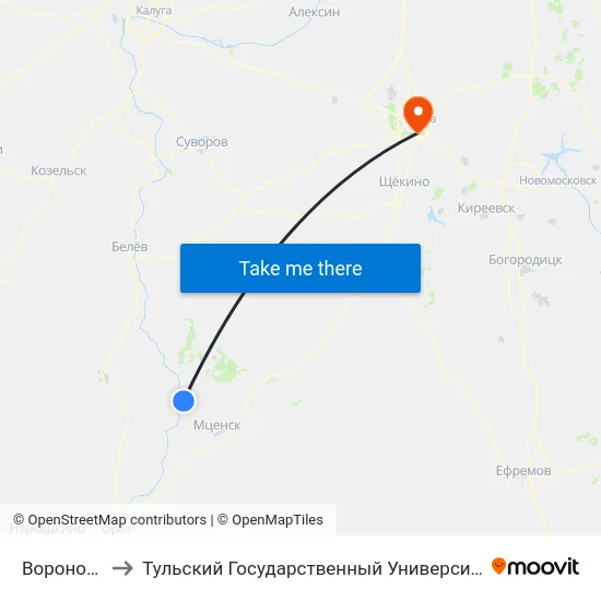 Вороново to Тульский Государственный Университет map