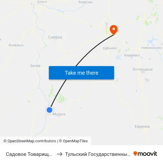 Садовое Товарищество «Ока» to Тульский Государственный Университет map