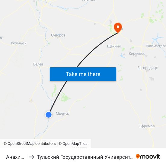 Анахино to Тульский Государственный Университет map