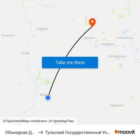 Объездная Дорога to Тульский Государственный Университет map