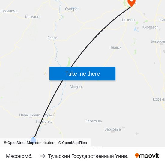 Мясокомбинат to Тульский Государственный Университет map