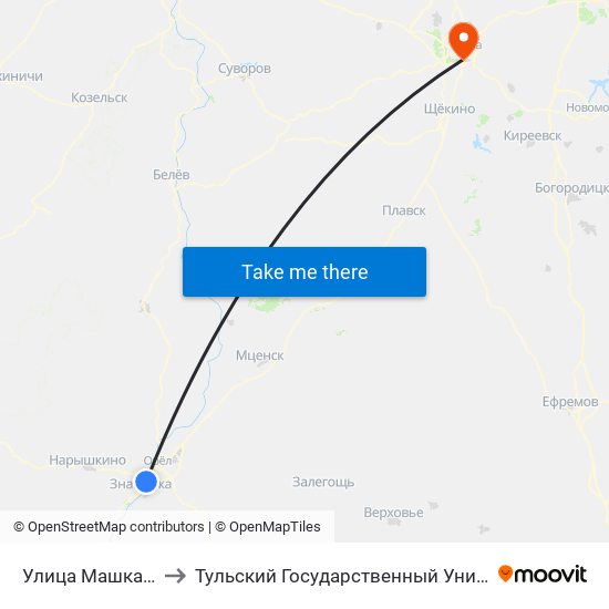 Улица Машкарина to Тульский Государственный Университет map