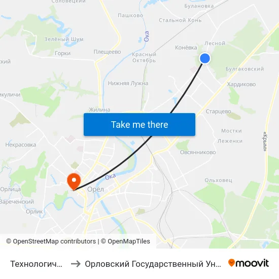 Технологический Техникум to Орловский Государственный Университет. Медицинский Институт map