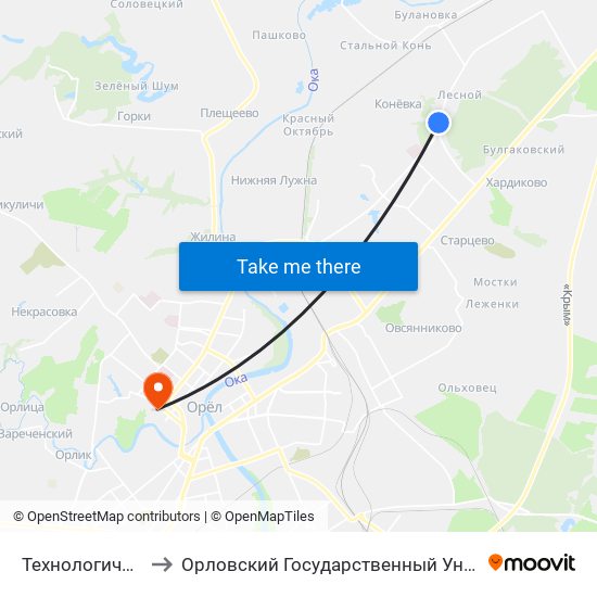 Технологический Техникум to Орловский Государственный Университет. Медицинский Институт map