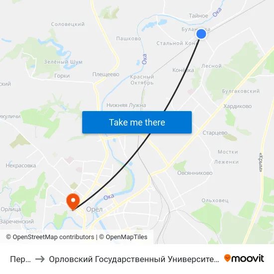 Переезд to Орловский Государственный Университет. Медицинский Институт map