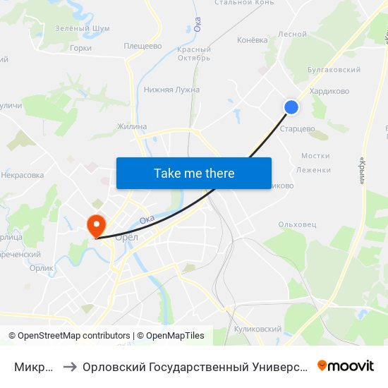 Микрорайон to Орловский Государственный Университет. Медицинский Институт map