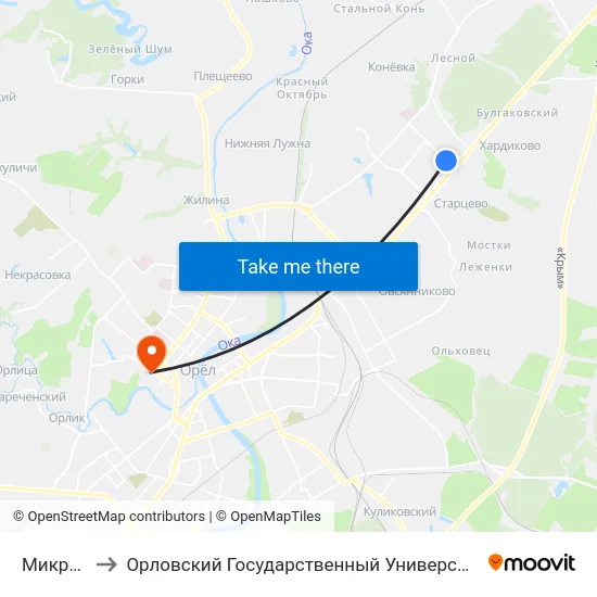 Микрорайон to Орловский Государственный Университет. Медицинский Институт map