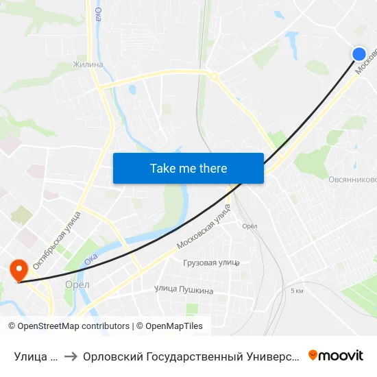 Улица Бурова to Орловский Государственный Университет. Медицинский Институт map