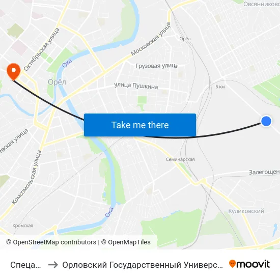Спецавтобаза to Орловский Государственный Университет. Медицинский Институт map