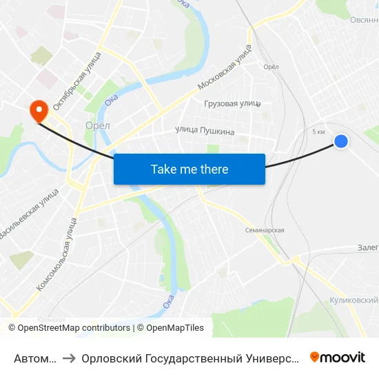 Автомагазин to Орловский Государственный Университет. Медицинский Институт map