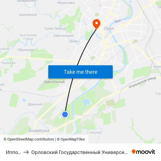 Ипподром to Орловский Государственный Университет. Медицинский Институт map