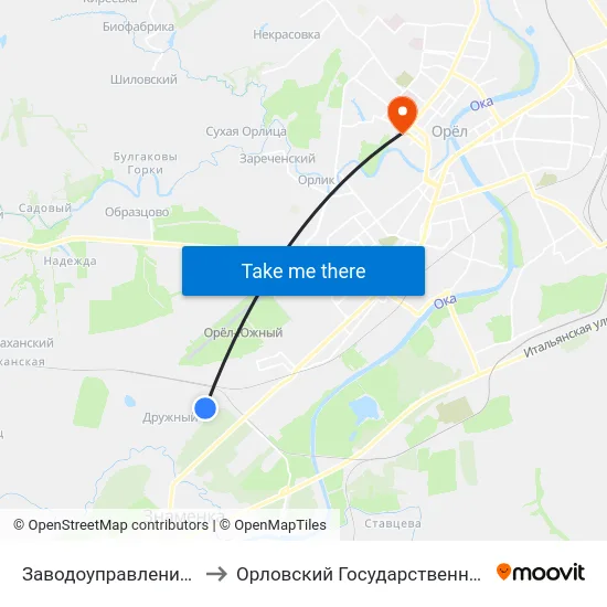 Заводоуправление Завода «Химтекстильмаш» to Орловский Государственный Университет. Медицинский Институт map
