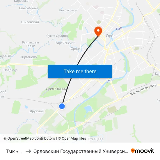 Тмк «Гринн» to Орловский Государственный Университет. Медицинский Институт map