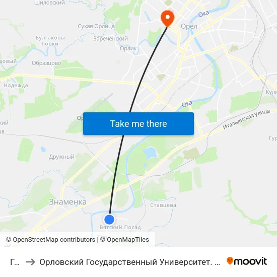 Гать to Орловский Государственный Университет. Медицинский Институт map