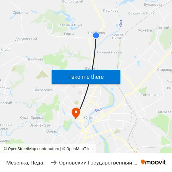Мезенка, Педагогический Колледж to Орловский Государственный Университет. Медицинский Институт map