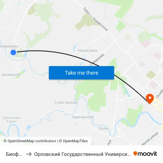 Биофабрика to Орловский Государственный Университет. Медицинский Институт map