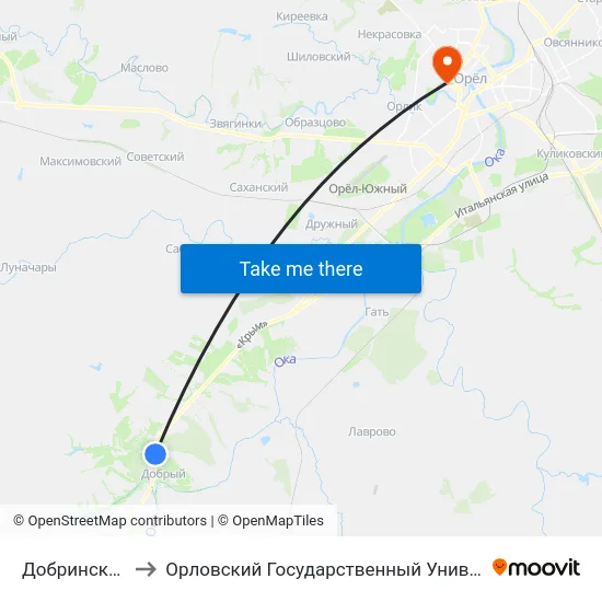 Добринский Интернат to Орловский Государственный Университет. Медицинский Институт map