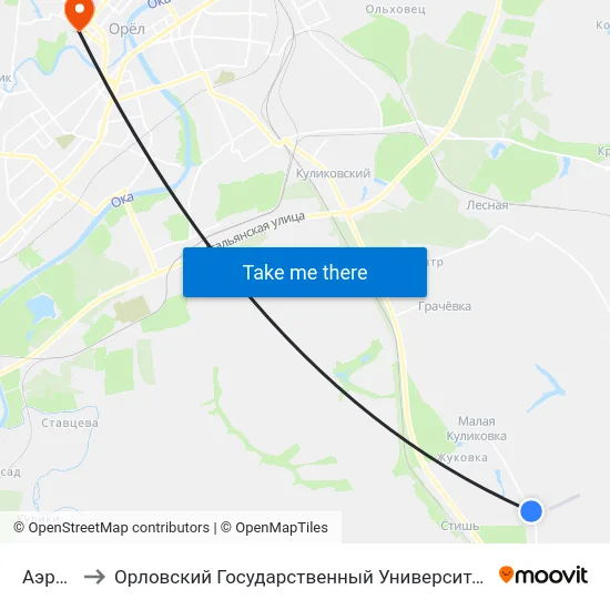 Аэроклуб to Орловский Государственный Университет. Медицинский Институт map
