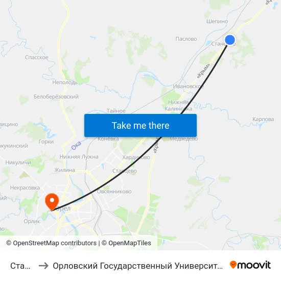 Становое to Орловский Государственный Университет. Медицинский Институт map