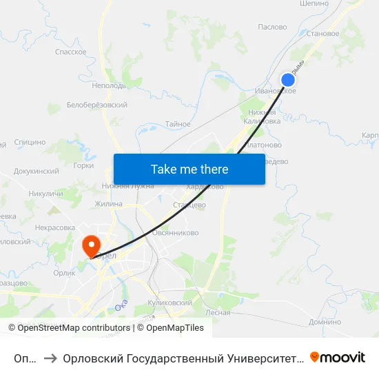 Оптуха to Орловский Государственный Университет. Медицинский Институт map
