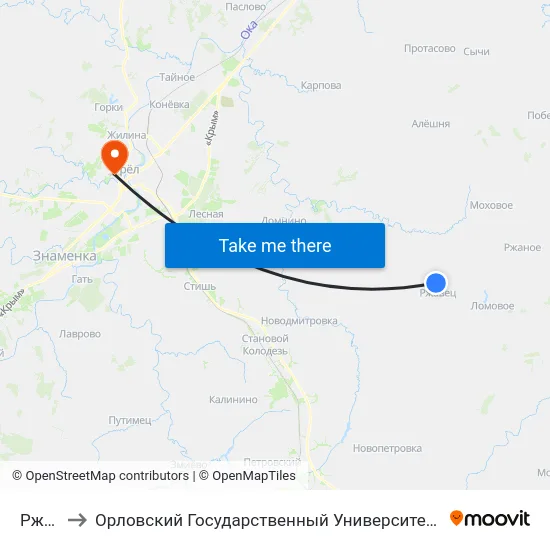 Ржавец to Орловский Государственный Университет. Медицинский Институт map