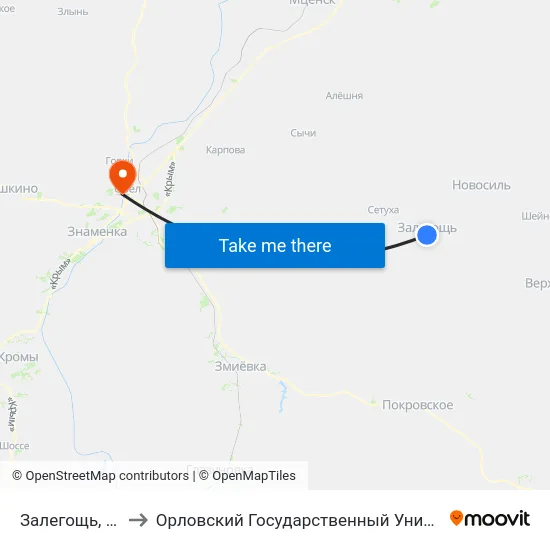 Залегощь, Автостанция to Орловский Государственный Университет. Медицинский Институт map