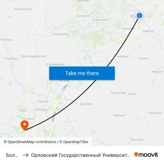 Больница to Орловский Государственный Университет. Медицинский Институт map