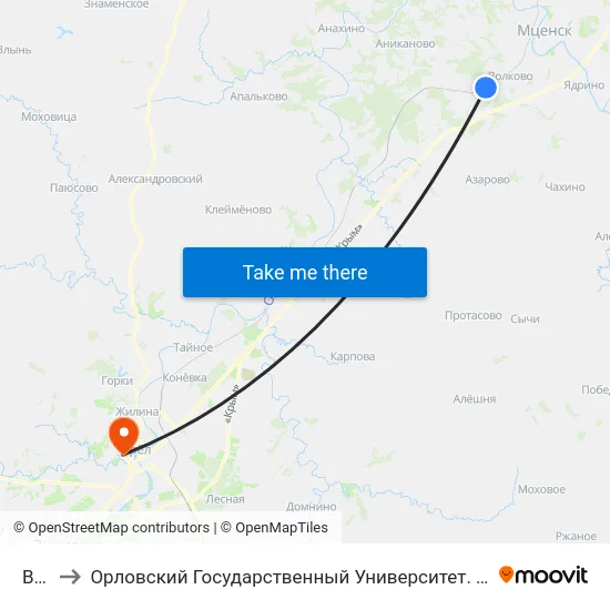 Воля to Орловский Государственный Университет. Медицинский Институт map