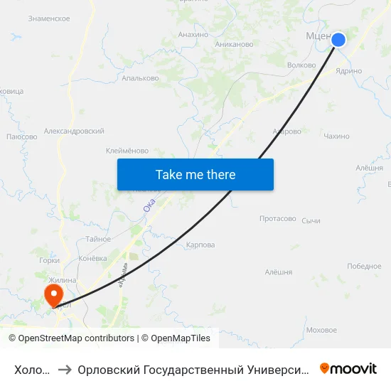 Холодково to Орловский Государственный Университет. Медицинский Институт map
